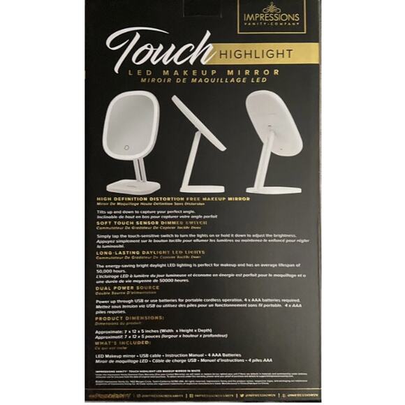 NWB White Impressions Touch Highlight Led Makeup Mirror (Assembled) - Picture 2 of 5